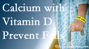 Calcium and vitamin D supplementation may be suggested to Pflugerville chiropractic patients who are at risk of falling.