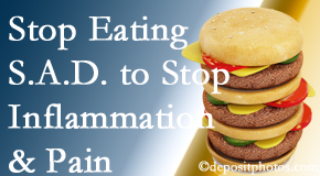 Pflugerville chiropractic patients do well to avoid the S.A.D. diet to reduce inflammation and pain.