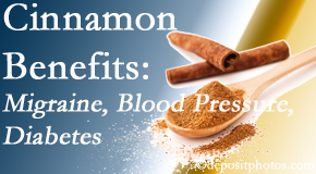 Pflugerville Wellness Center presents research on the benefits of cinnamon for migraine, diabetes and blood pressure.