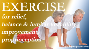 Pflugerville Wellness Center instructs low back pain sufferers simple exercises that address lumbar spine instability. 