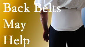 Pflugerville back pain sufferers wearing back support belts are supported and reminded to move carefully while healing.